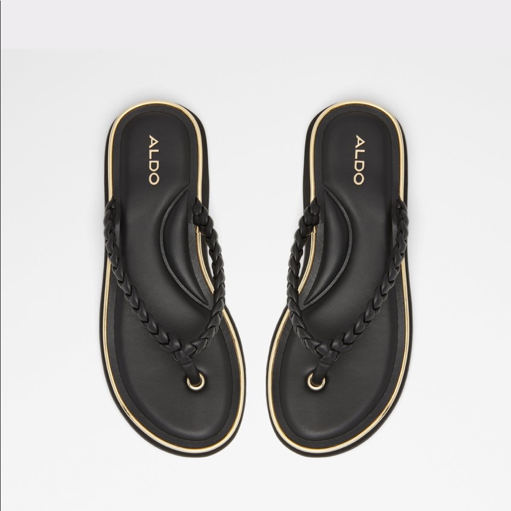 Also Black and Gold Sandals Flip-Flops